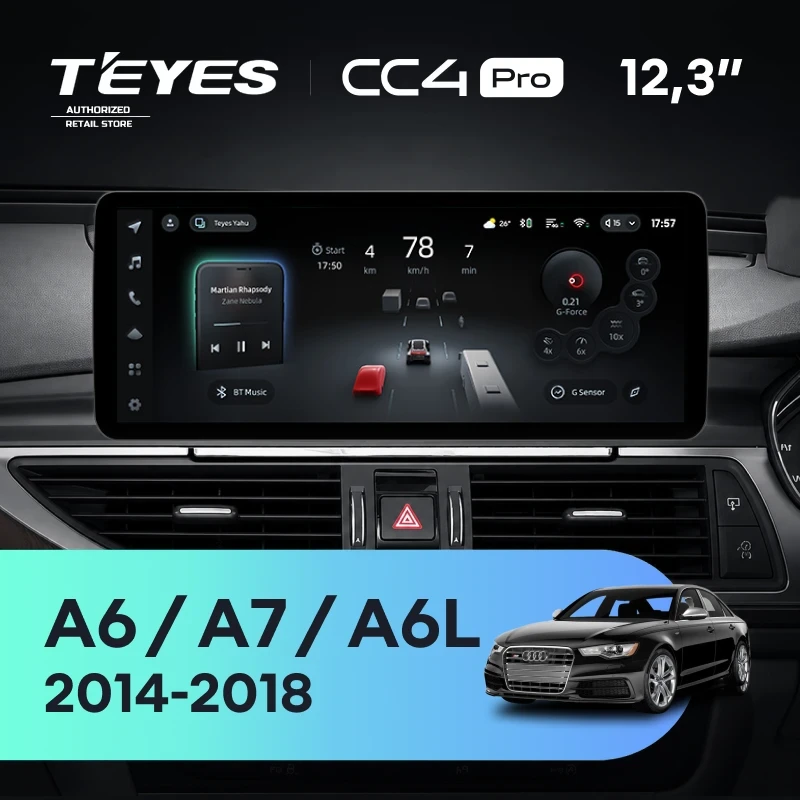 Штатная магнитола Teyes CC4 Pro 12.3" 12/256 Audi A6 C7 4 A6L (MHI2 System) (2014-2018) Правый руль