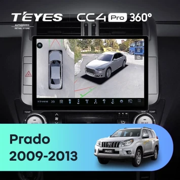 Штатная магнитола Teyes CC4 Pro 360 12/256 Toyota Land Cruiser Prado 150 (2009-2013) F2 Тип-A (11")