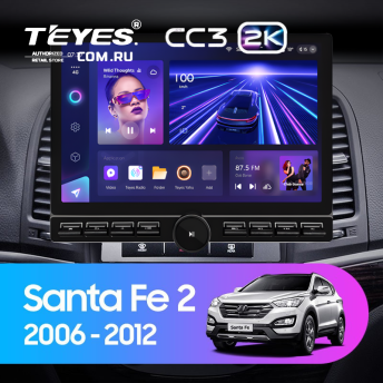 Штатная магнитола Teyes CC3 2K 6/128 Hyundai Santa Fe 2 (2006-2012) (13&quot; с кнопками)