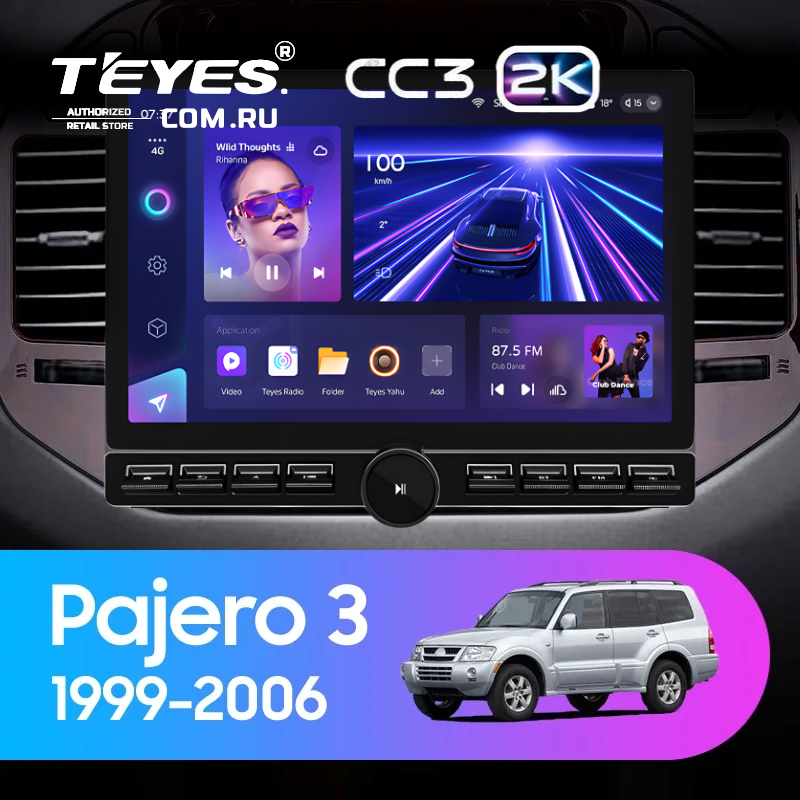 Штатная магнитола Teyes CC3 2K 6/128 Mitsubishi Pajero 3 V70 V60 (1999-2006) (13&quot; с кнопками)