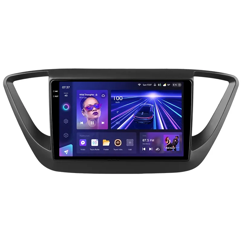 Переходная рамка Hyundai Solaris 2 (2017-2020) (черный матовый) F2 Тип-A (9")