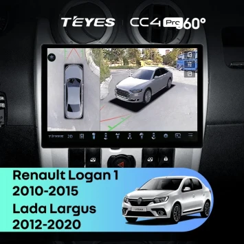 Штатная магнитола Teyes CC4 Pro 360 8/128 Renault Logan 1 (2010-2015) (13")