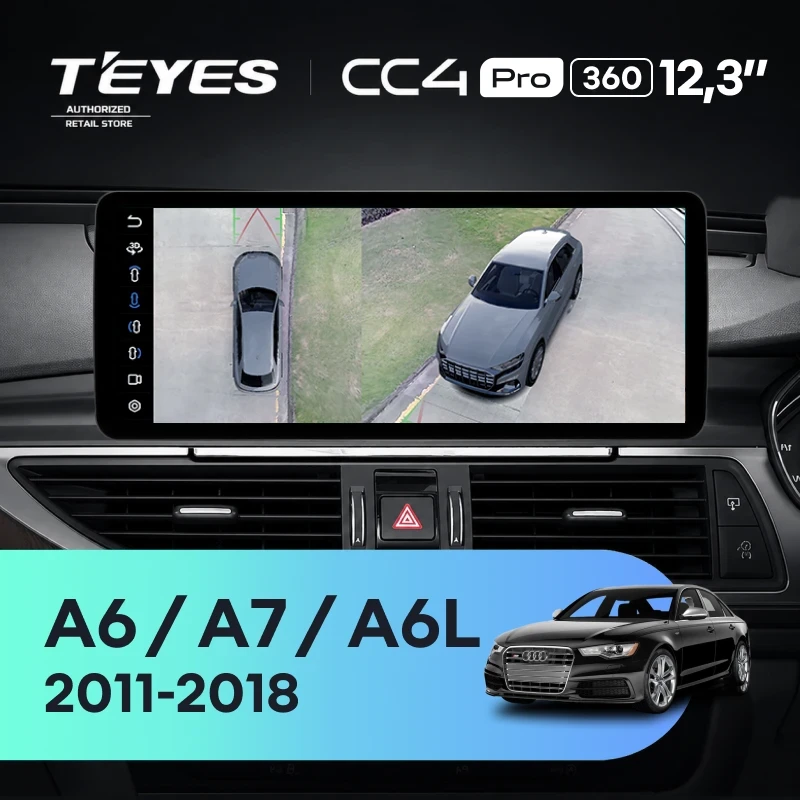 Штатная магнитола Teyes CC4 Pro 12.3" 360 12/256 Audi A6 C7 4 A6L (MHI2 System) (2014-2018) Правый руль