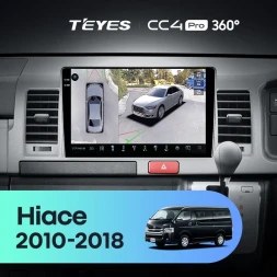 Штатная магнитола Teyes CC4 Pro 360 12/256 Toyota Hiace H200 (2010-2018) Правый руль