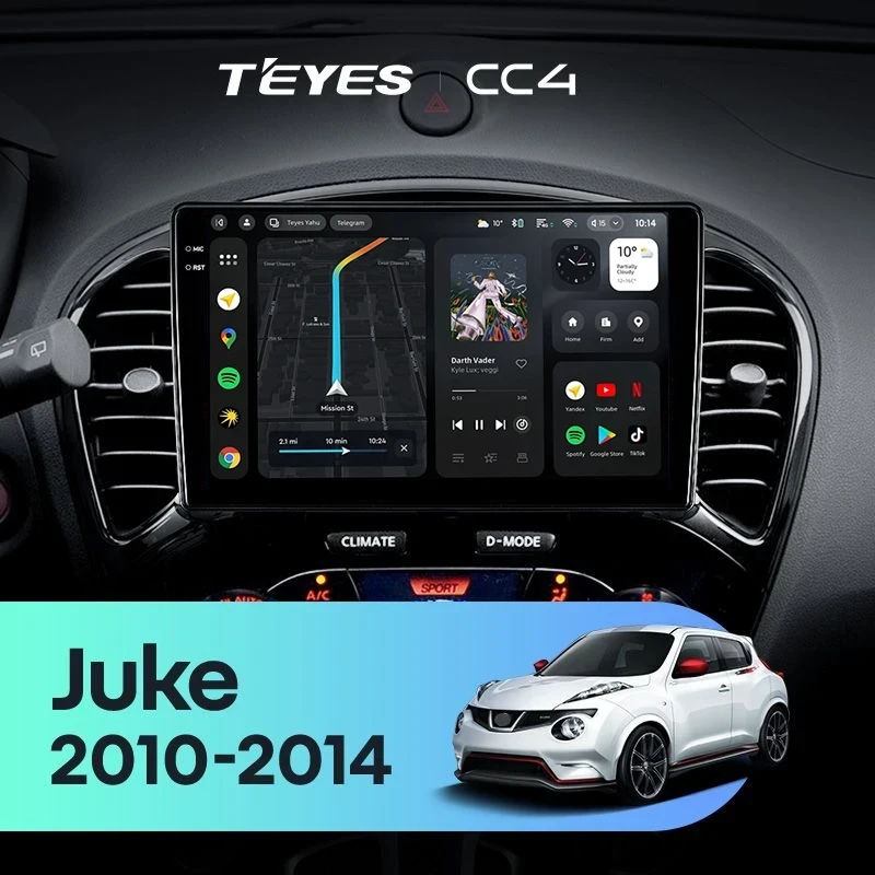 Штатная магнитола Teyes CC4 6/64 Nissan Juke (2010-2014) Тип-B