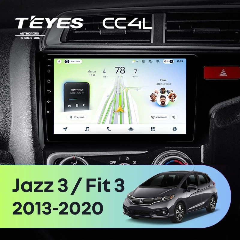 Штатная магнитола Teyes CC4L 4/64 Honda Fit 3 GP GK (2013-2020) Тип-B Правый руль