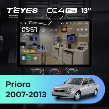 Штатная магнитола Teyes CC4 Pro 8/128 Lada Priora 1 (2007-2013) F2 (черная) (13")