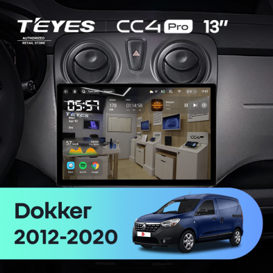 Штатная магнитола Teyes CC4 Pro 8/128 Renault Dokker (2012-2020) (13&quot;)