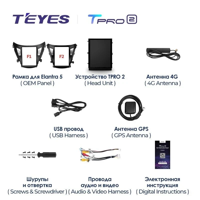 Штатная магнитола Tesla style Teyes TPRO 2 6/128 Hyundai Elantra 5 JK GD MD UD (2014-2016) F2