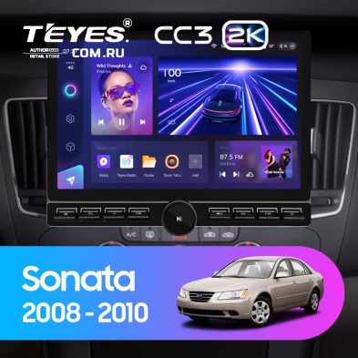 Штатная магнитола Teyes CC3 2K 6/128 Hyundai Sonata NF (2008-2010) F2 (13&quot; с кнопками)