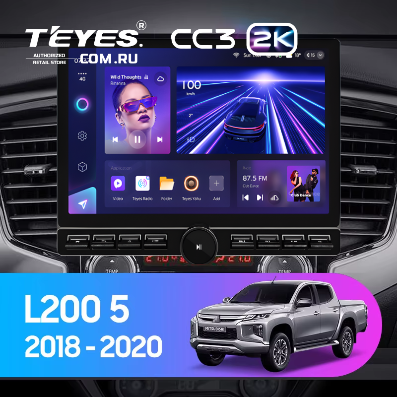 Штатная магнитола Teyes CC3 2K 6/128 Mitsubishi L200 5 (2018-2020) F1 (13&quot; с кнопками)
