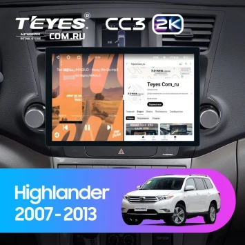 Штатная магнитола Teyes CC3 2K 4/64 Toyota Highlander 2 XU40 (2007-2013) F1 (11")