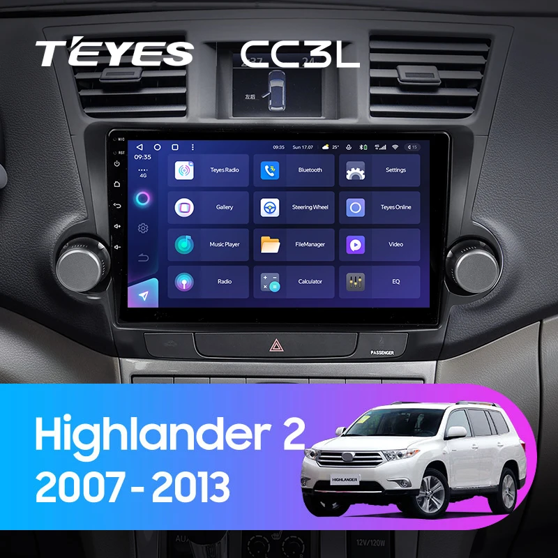 Штатная магнитола Teyes CC3L 4/64 Toyota Highlander 2 XU40 (2007-2013) F1 10&quot;