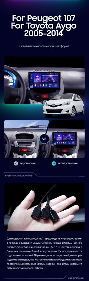 Штатная магнитола Teyes CC3 2K 6/128 Toyota Aygo (2005-2014)