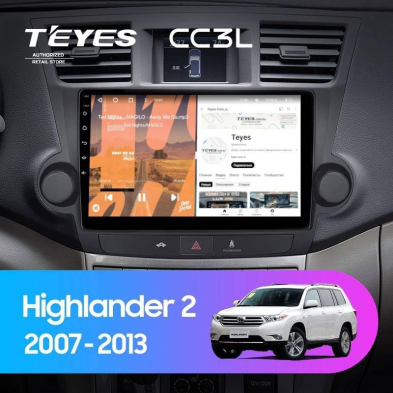 Штатная магнитола Teyes CC3L 4/32 Toyota Highlander 2 XU40 (2007-2013) F2 10"