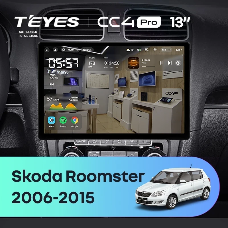 Штатная магнитола Teyes CC4 Pro 12/256 Skoda Roomster (2006-2015) (13")