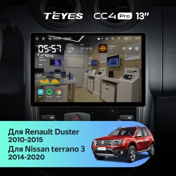 Штатная магнитола Teyes CC4 Pro 8/128 Renault Duster 1 (2010-2015) (13")