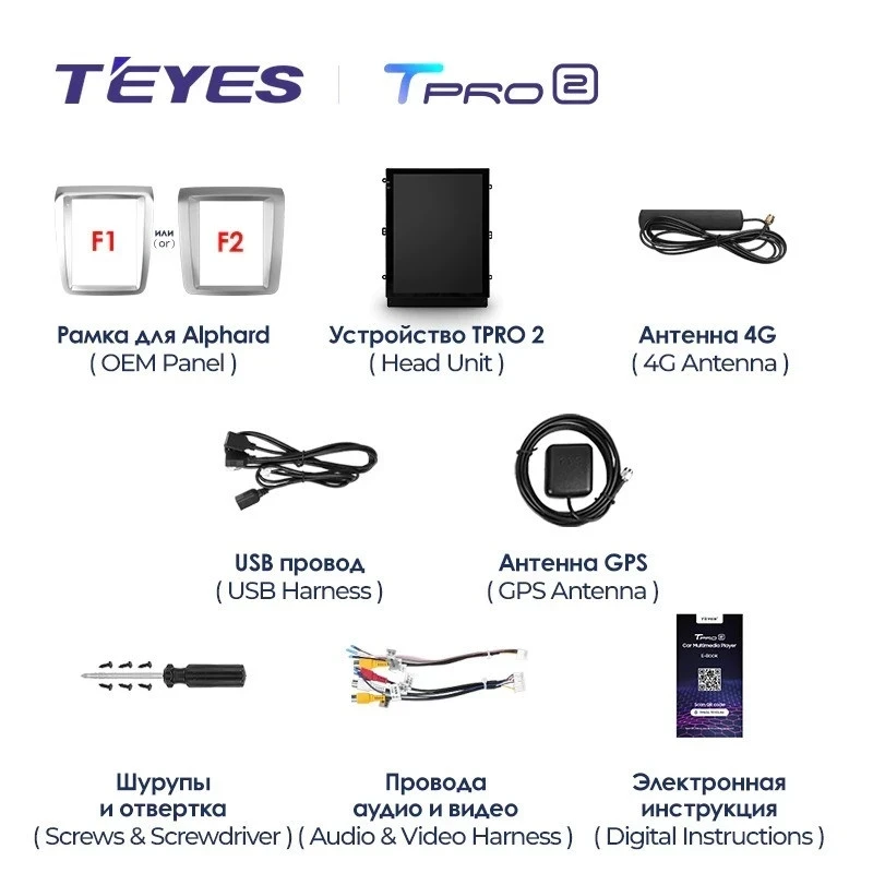 Штатная магнитола Tesla style Teyes TPRO 2 6/128 Toyota Alphard 1 H10 (2002-2005) F1