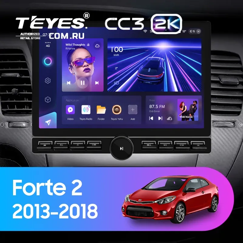 Штатная магнитола Teyes CC3 2K 6/128 Kia Forte 2 (2013-2018) F1 Тип-AB (13" с кнопками)