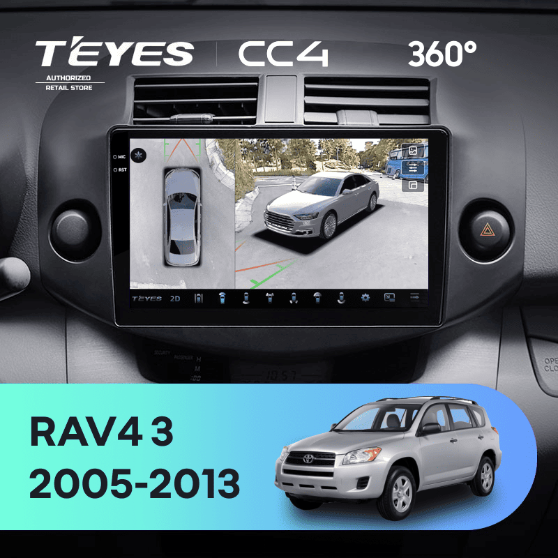 Штатная магнитола Teyes CC4 360 8/128 Toyota RAV4 3 XA30 (2005-2013) F2 10"