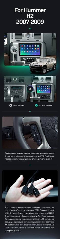 Штатная магнитола Teyes SPRO Plus 4/32 Hummer H2 E85 (2007-2009)