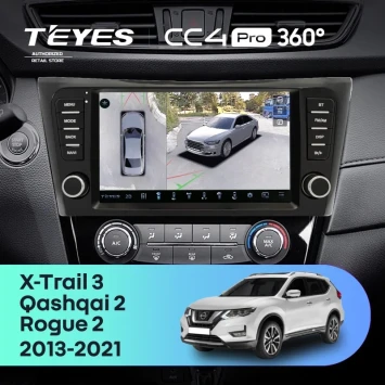 Штатная магнитола Teyes CC4 Pro 360 12/256 Nissan Rogue 2 (2013-2021) F4 климат контроль Тип-AB с кнопками