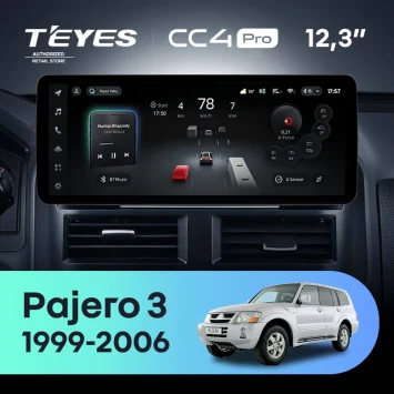 Штатная магнитола Teyes CC4 Pro 12.3" 8/128 Mitsubishi Pajero 3 V70 V60 (1999-2006) F1