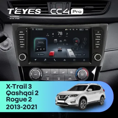 Штатная магнитола Teyes CC4 Pro 12/256 Nissan Rogue 2 (2013-2021) F4 климат контроль Тип-AB с кнопками