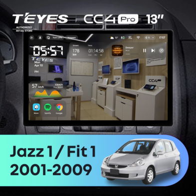 Штатная магнитола Teyes CC4 Pro 12/256 Honda Jazz 1 (2001-2009) (13")