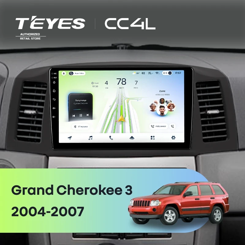 Штатная магнитола Teyes CC4L 4/64 Jeep Grand Cherokee 3 WK (2004-2007) F1