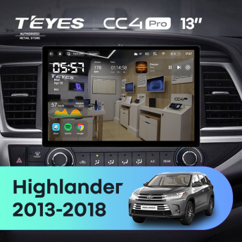 Штатная магнитола Teyes CC4 Pro 8/128 Toyota Highlander 3 XU50 (2013-2018) (13")