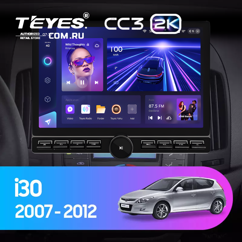 Штатная магнитола Teyes CC3 2K 6/128 Hyundai i30 1 FD (2007-2012) F2 (13&quot; с кнопками)
