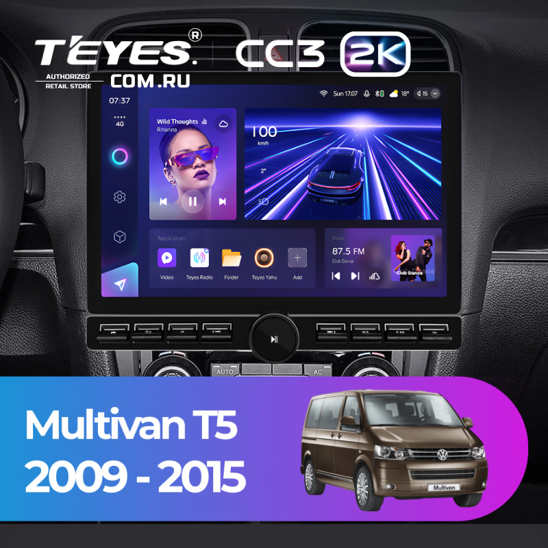 Штатная магнитола Teyes CC3 2K 6/128 Volkswagen Multivan T5 (2009-2015) (13&quot; с кнопками)