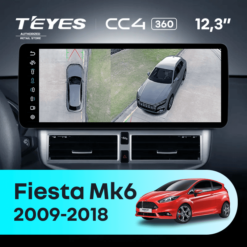 Штатная магнитола Teyes CC4 12.3" 360 8/128 Ford Fiesta Mk 6 (2009-2018) Тип-B