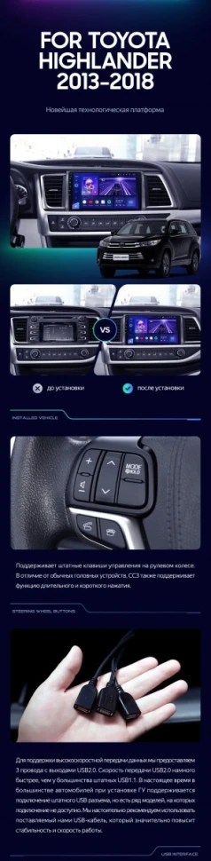 Штатная магнитола Teyes CC3L 4/32 Toyota Highlander 3 XU50 (2013-2018)