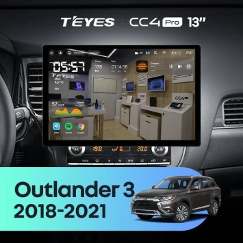 Штатная магнитола Teyes CC4 Pro 12/256 Mitsubishi Outlander 3 (2018-2021) (13")