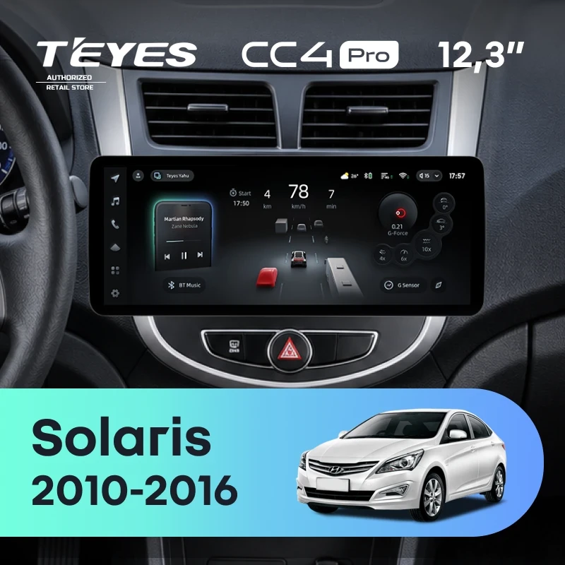 Штатная магнитола Teyes CC4 Pro 12.3" 12/256 Hyundai Solaris 1 (2010-2016) F3