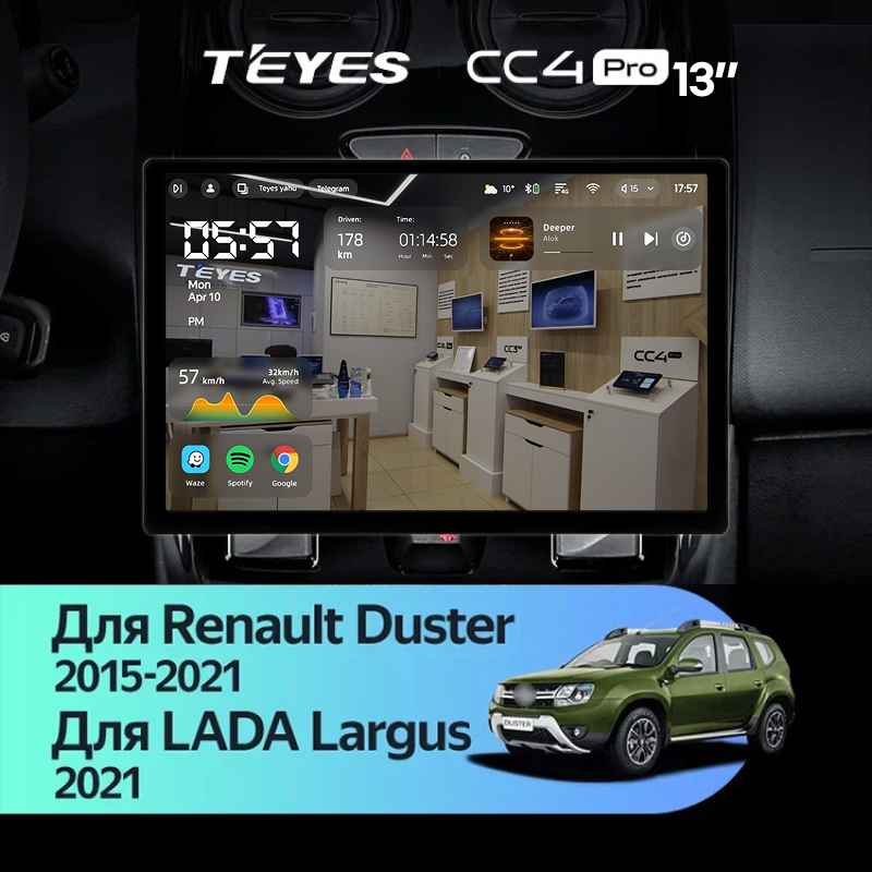 Штатная магнитола Teyes CC4 Pro 8/128 Renault Duster (2015-2021) F1 (13&quot;)