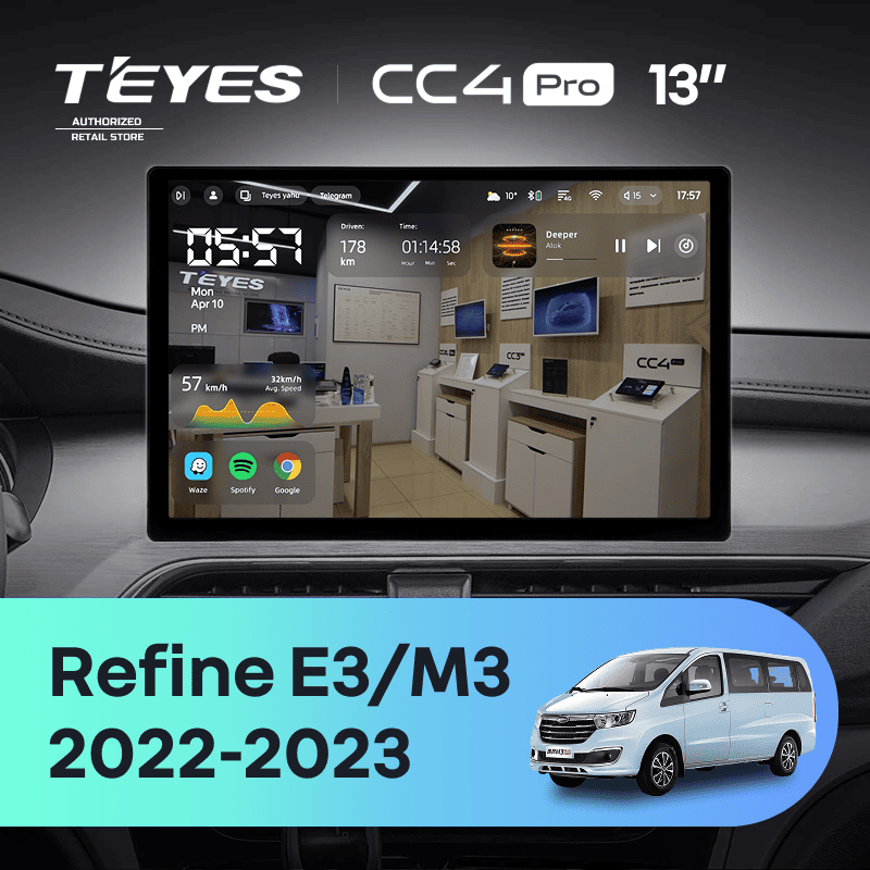 Штатная магнитола Teyes CC4 Pro 8/128 JAC Refine E3 M3 (2022-2023) (0din) (13")