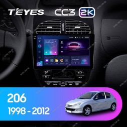 Штатная магнитола Teyes CC3 2K 4/32 Peugeot 206 (1998-2012)