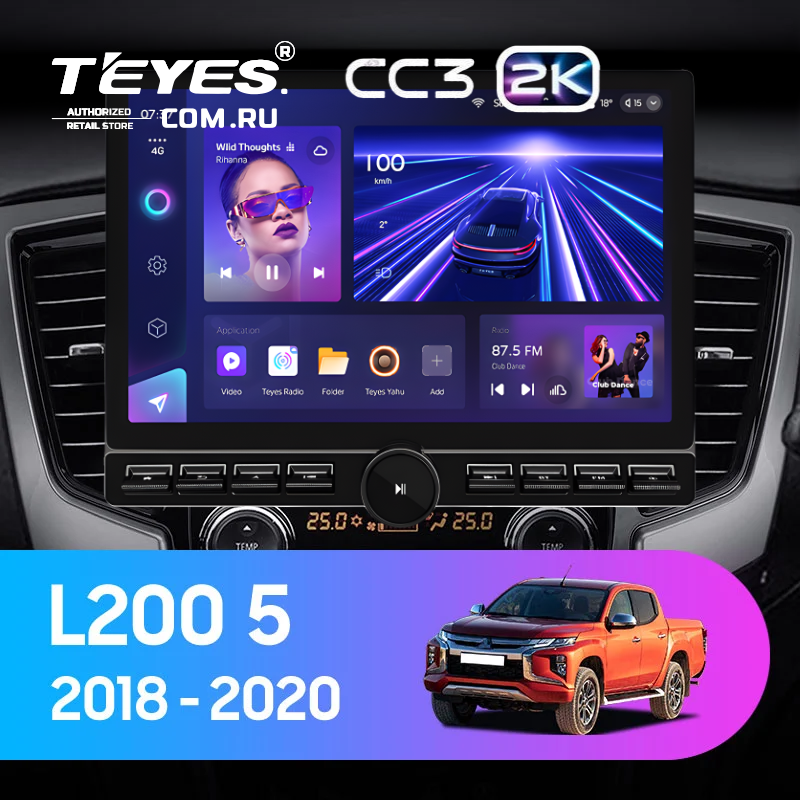 Штатная магнитола Teyes CC3 2K 6/128 Mitsubishi L200 5 (2018-2020) F2 (13&quot; с кнопками)