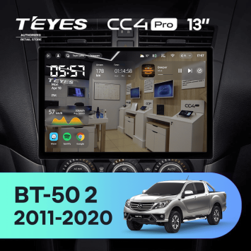 Штатная магнитола Teyes CC4 Pro 8/128 Mazda BT-50 (2011-2020) F2 (0din) (13")
