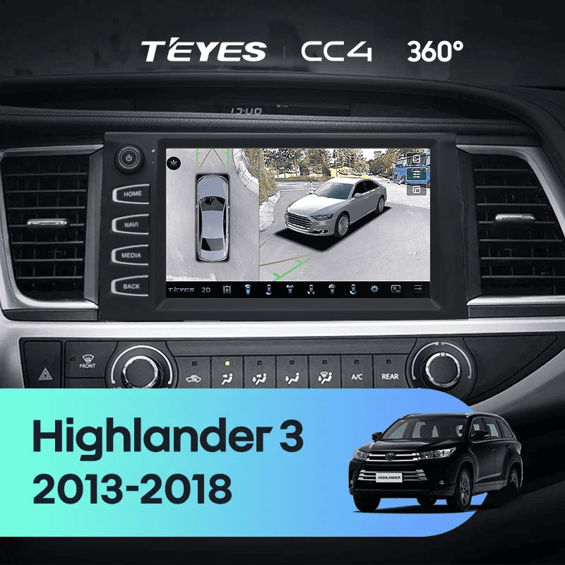 Штатная магнитола Teyes CC4 360 8/128 Toyota Highlander 3 XU50 (2013-2018) F2 с кнопками