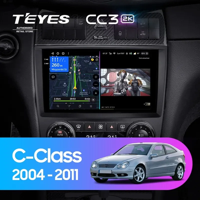 Штатная магнитола Teyes CC3 2K 360 6/128 Mercedes-Benz C-Class W203 CL203 C209 A209 (2004-2011)