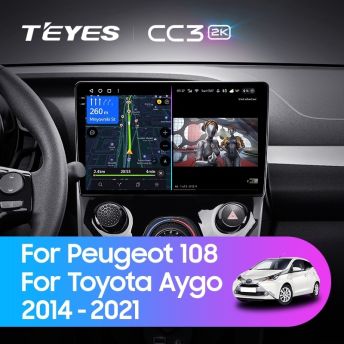 Штатная магнитола Teyes CC3 2K 360 6/128 Peugeot 108 (2014-2021) F1