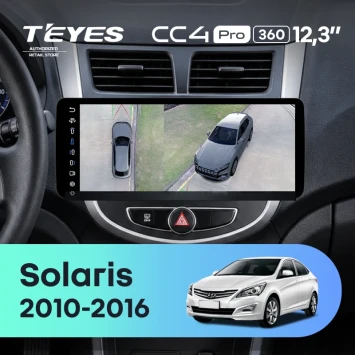Штатная магнитола Teyes CC4 Pro 12.3" 360 12/256 Hyundai Solaris 1 (2010-2016) F3