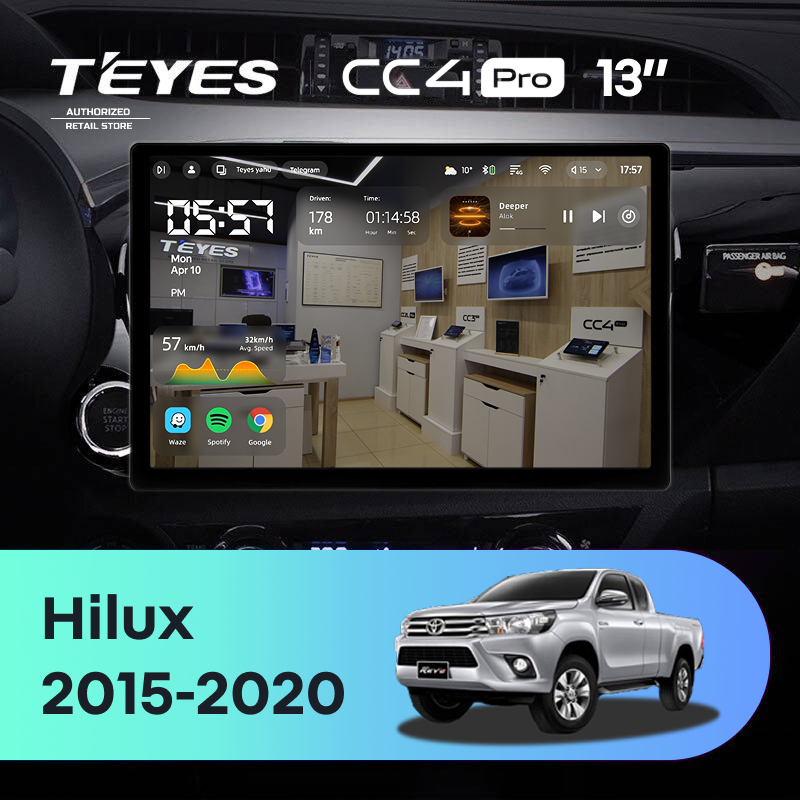Штатная магнитола Teyes CC4 Pro 8/128 Toyota Hilux Pick Up (2015-2020) (13&quot;)