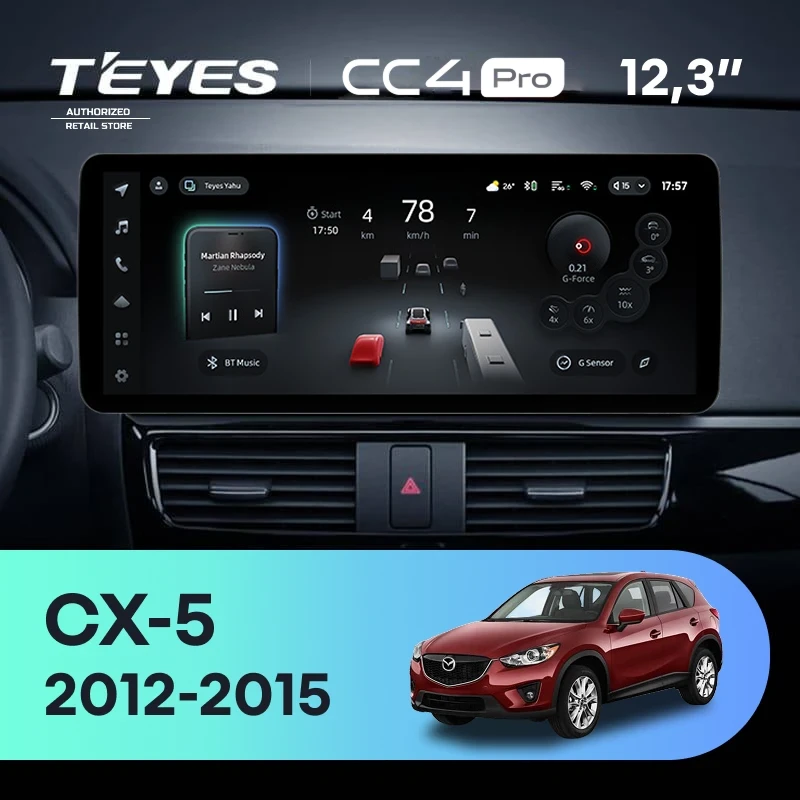 Штатная магнитола Teyes CC4 Pro 12.3" 8/128 Mazda CX-5 (2012-2015) Тип-C
