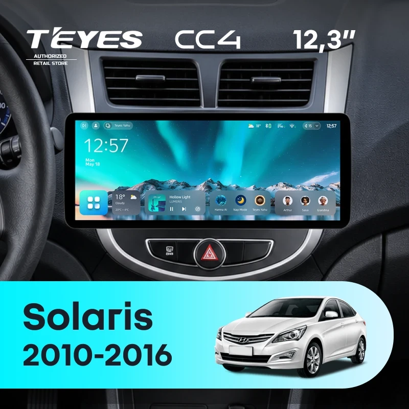 Штатная магнитола Teyes CC4 12.3" 8/128 Hyundai Solaris 1 (2010-2016) F3