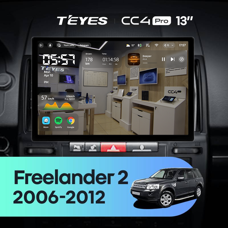Штатная магнитола Teyes CC4 Pro 8/128 Land Rover Freelander 2 (2006-2012) (13&quot;)